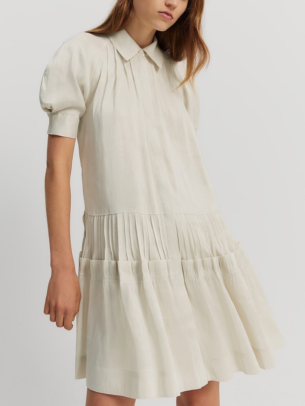 Country Road Tuck Detail Short Sleeve Shirt Dress